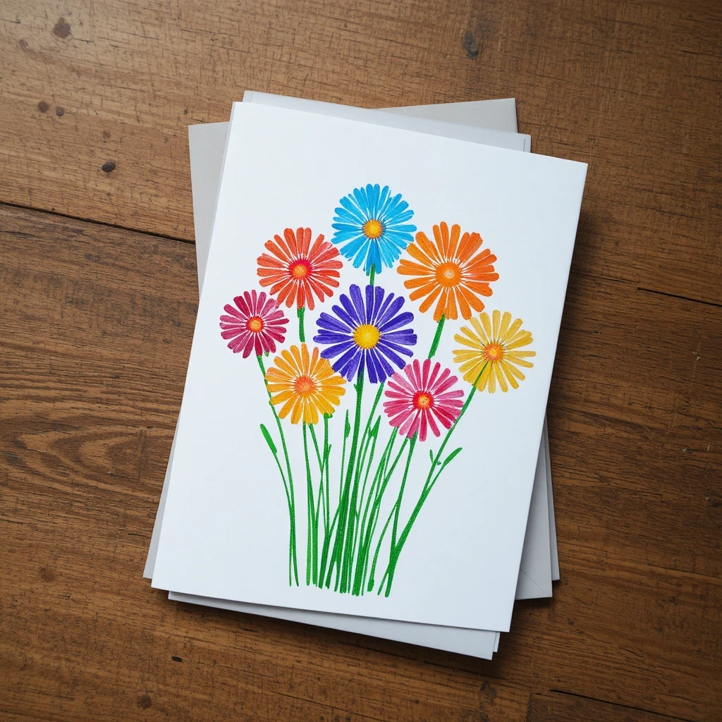Fingerprint Flower Card