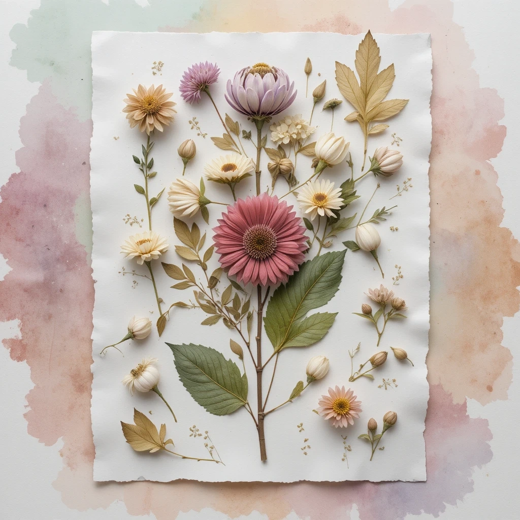 Nature Collage with Pressed Flowers