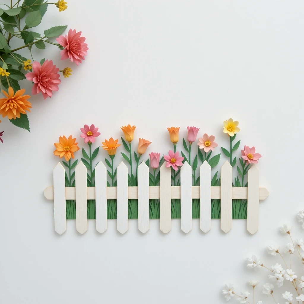 Popsicle Stick Fence with Flowers