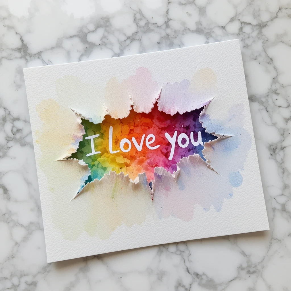 Watercolor Resist Love Note