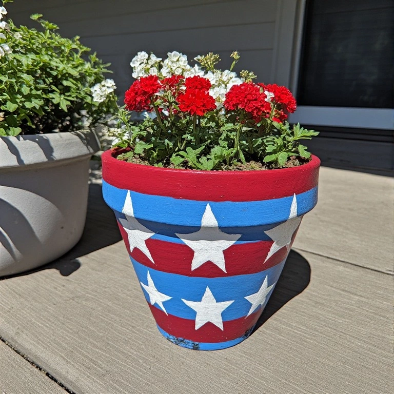 American Flag Flower Pot
