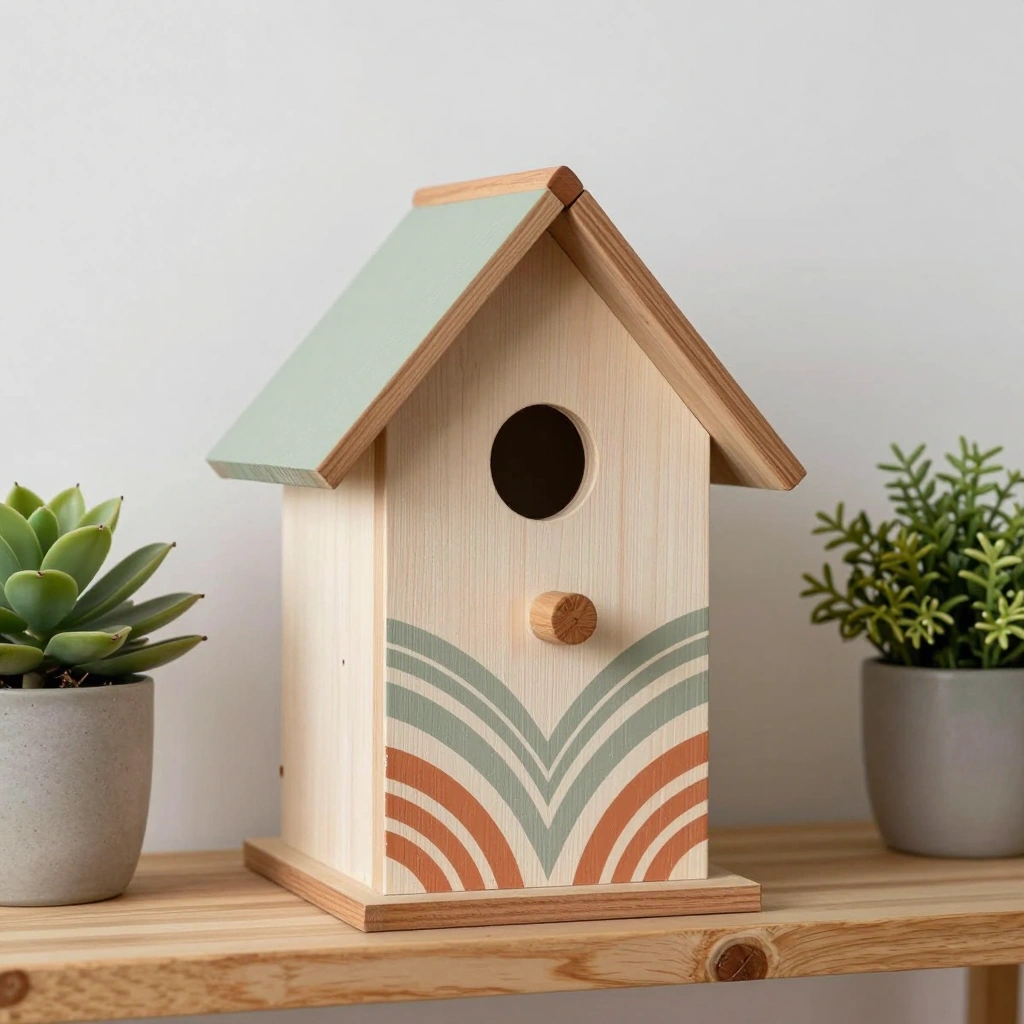 Birdhouse Painted with Boho Patterns