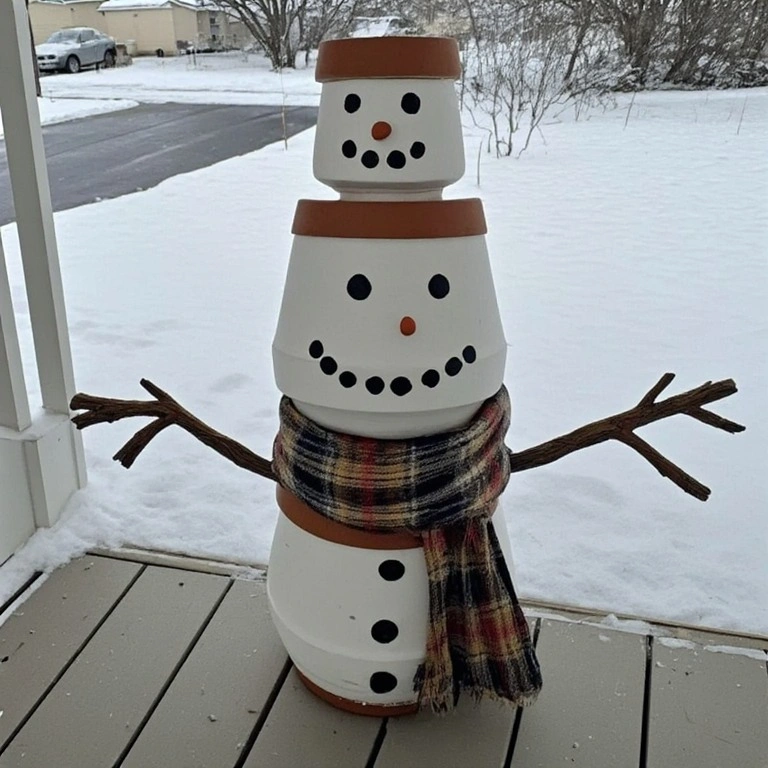 Clay Pot Snowman