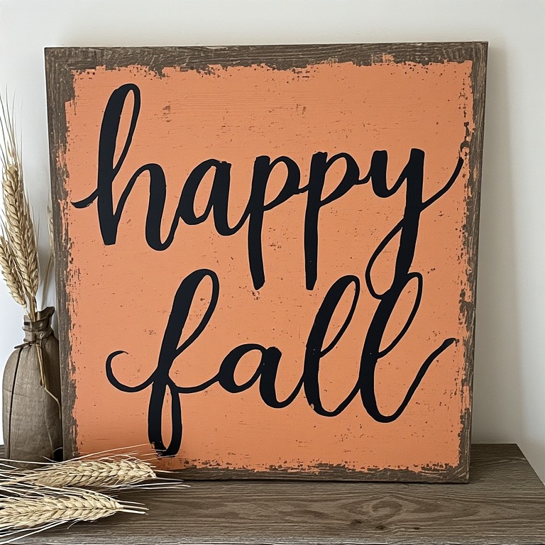 Distressed Wooden Pumpkin Sign