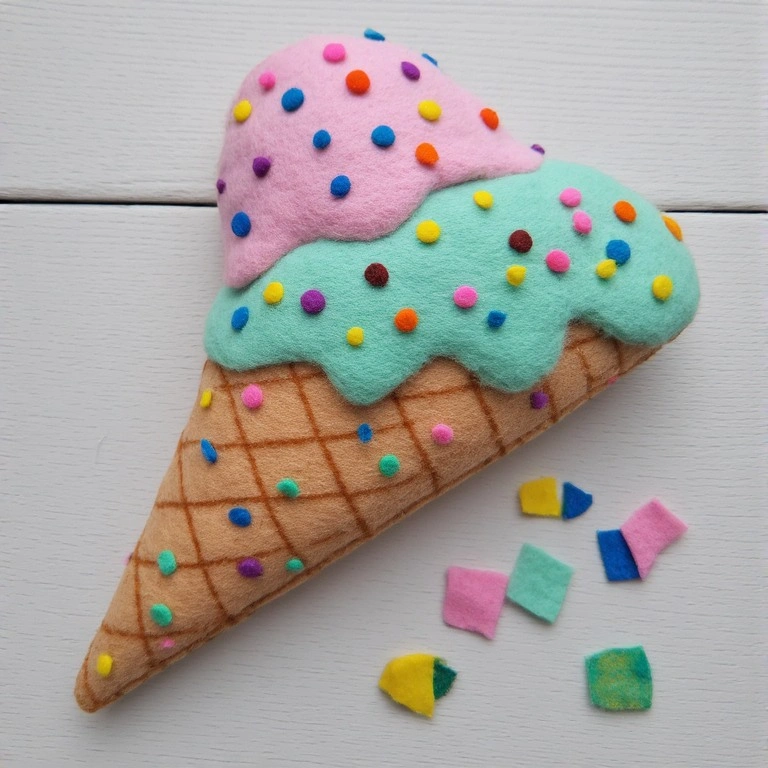 Felt Ice Cream Cone Plushie