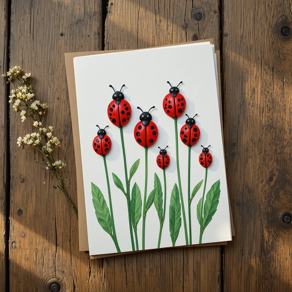 Fingerprint Ladybug Garden Card