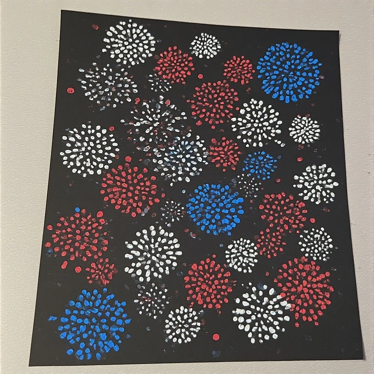 Fireworks Bubble Wrap Stamp Art