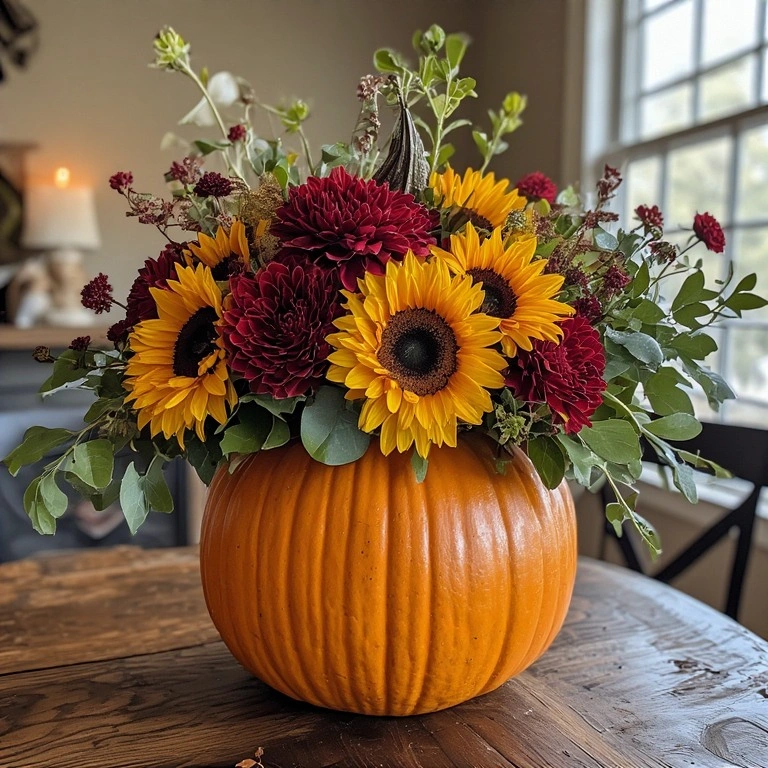 Floral Pumpkin Centerpiece