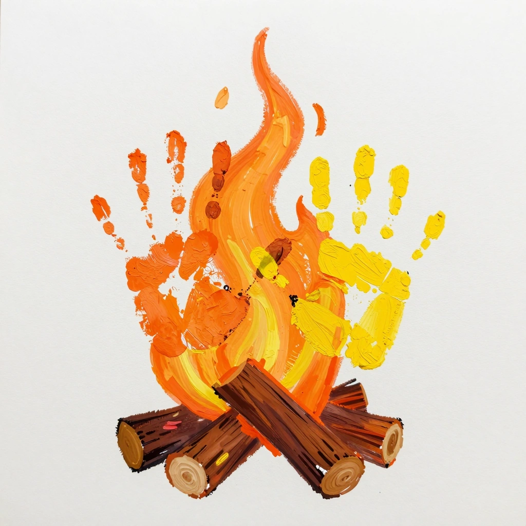 Handprint Campfire Art