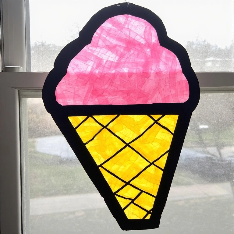 Ice Cream Suncatcher With Tissue Paper