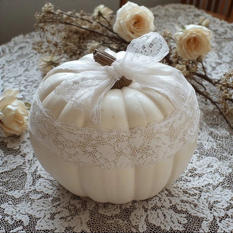Lace-Wrapped Pumpkin