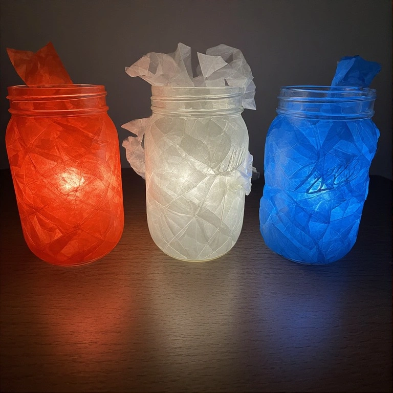 Mason Jar Patriotic Luminaries