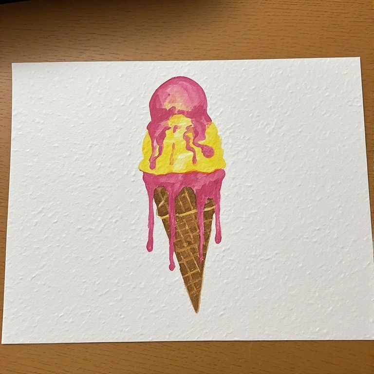 Melting Ice Cream Watercolor Painting