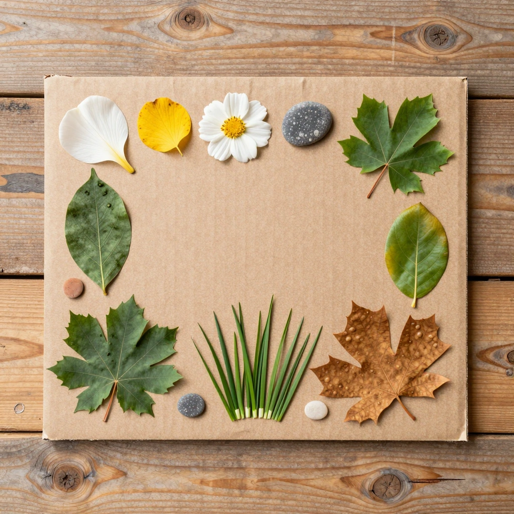 Nature Collage on Cardboard