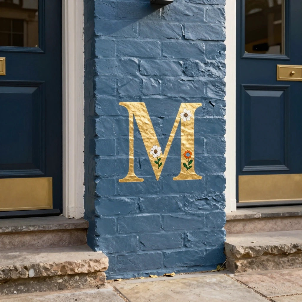 Painted Brick Monogram Doorstep Decoration
