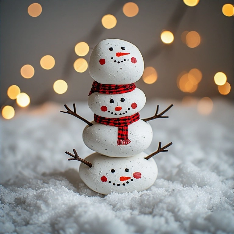 Painted Rock Snowman