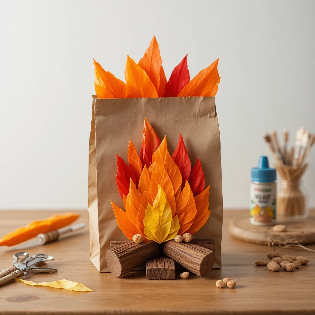 Paper Bag Campfire Puppet