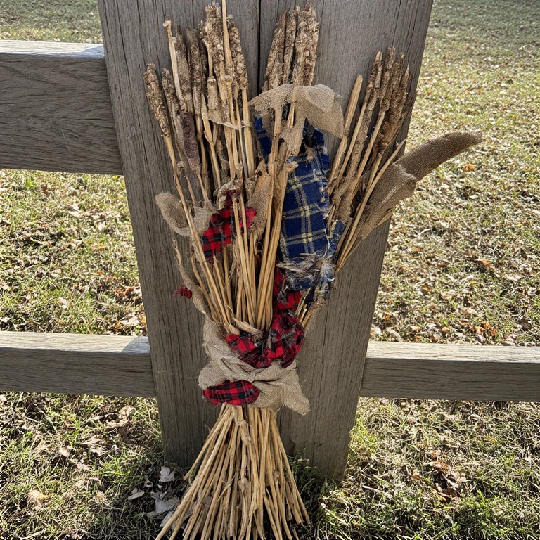 Primitive Rag-Tied Corn Stalks Bundle