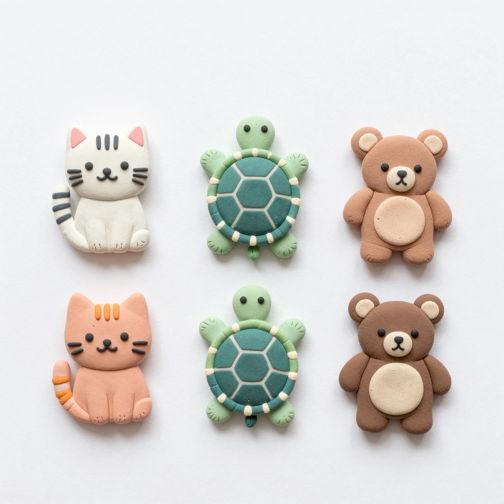 Salt Dough Animal Magnets 