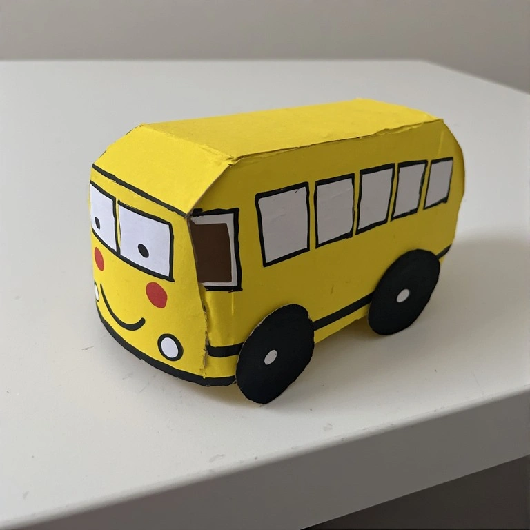 School Bus Craft from Paper Rolls