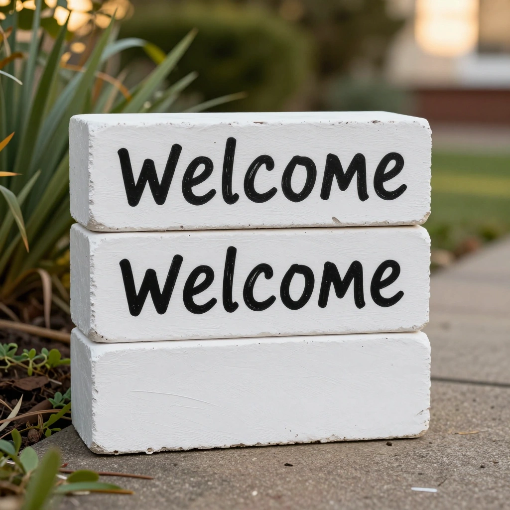 Seasonal Welcome Sign Brick Stack