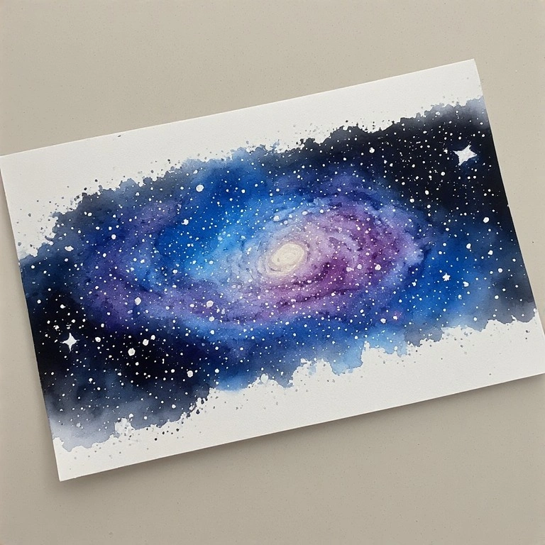 Starry Night Watercolor Painting
