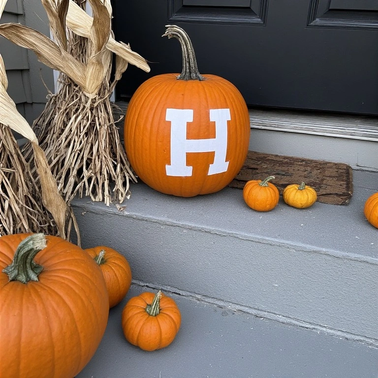 Stenciled Monogram Pumpkin