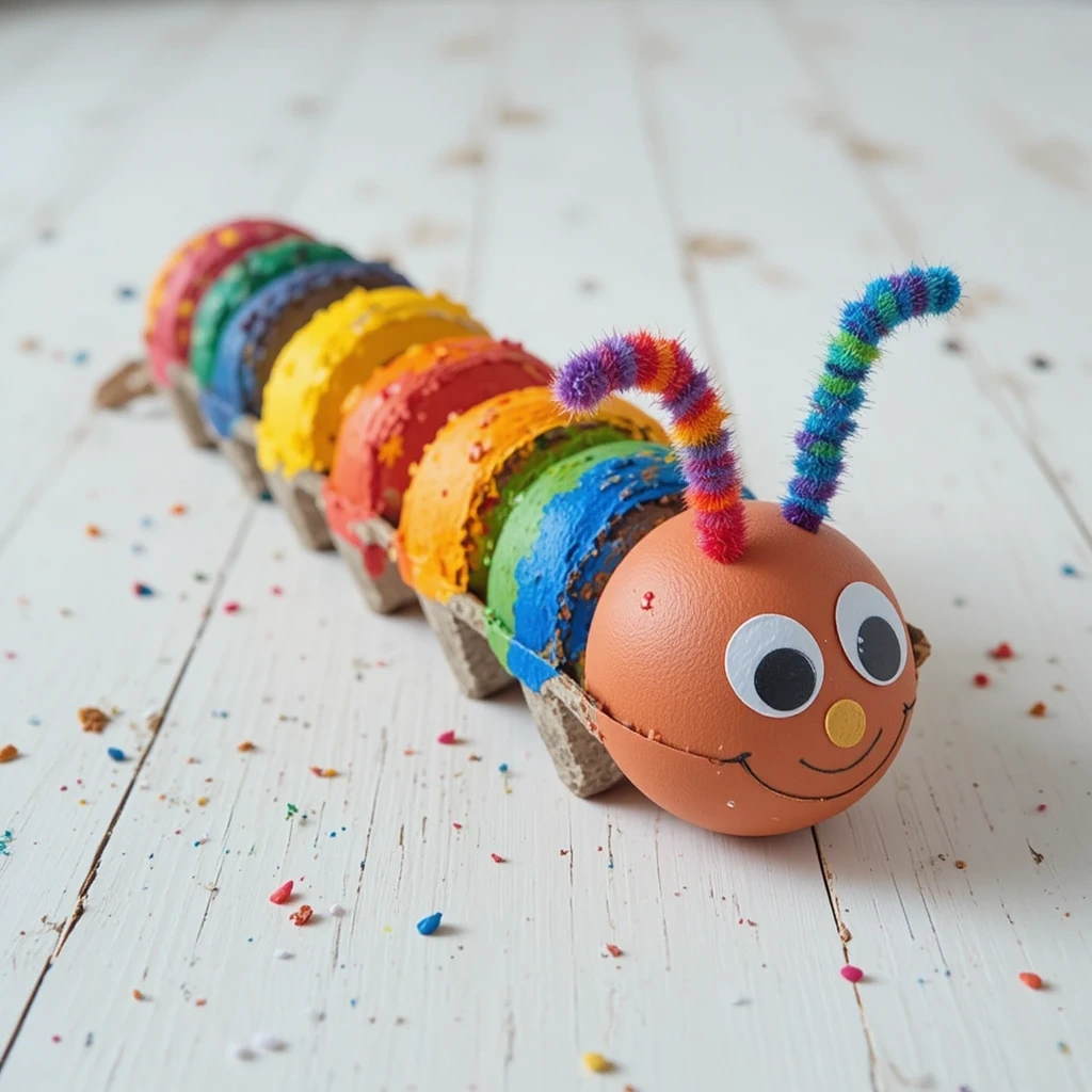 Toddler Crafts — Egg Carton Caterpillar
