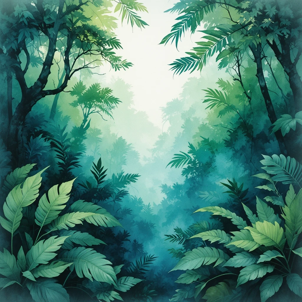 Watercolor Rainforest Scene