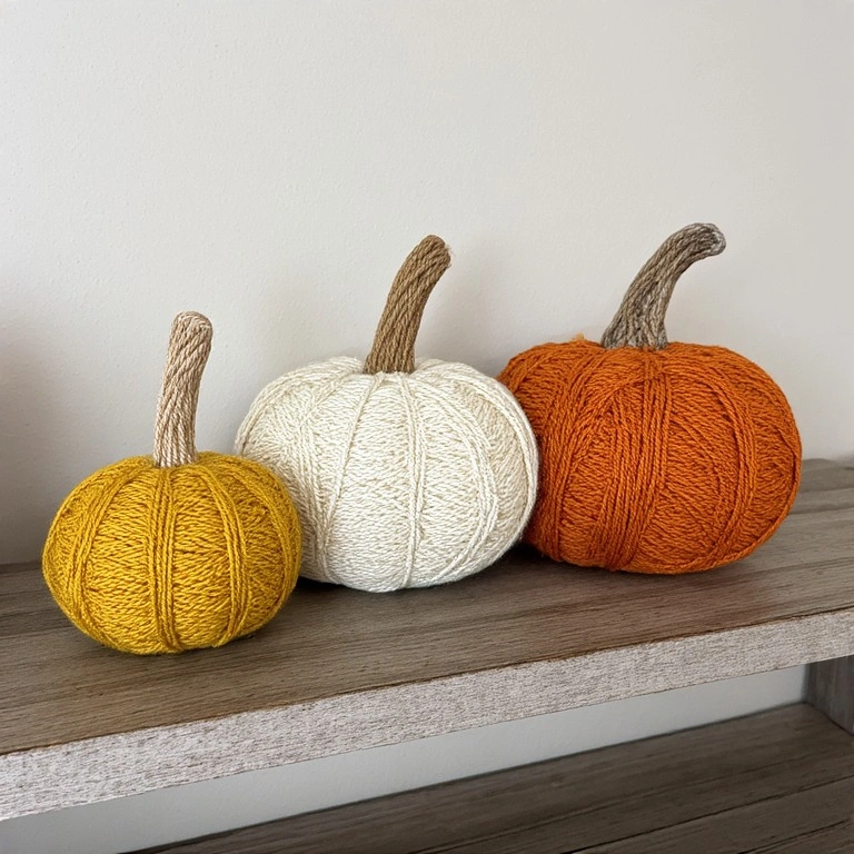 Yarn-Wrapped Pumpkin