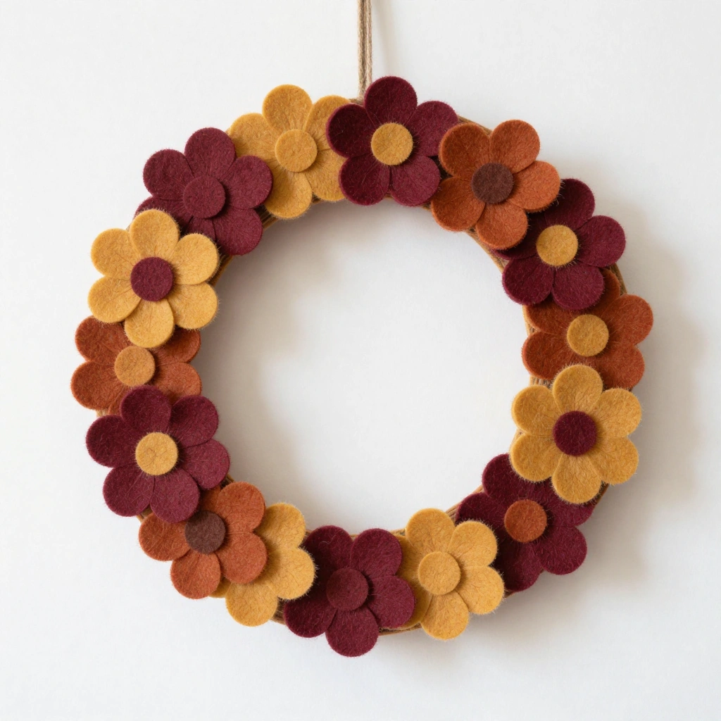 Felt Flower Autumn Wreath