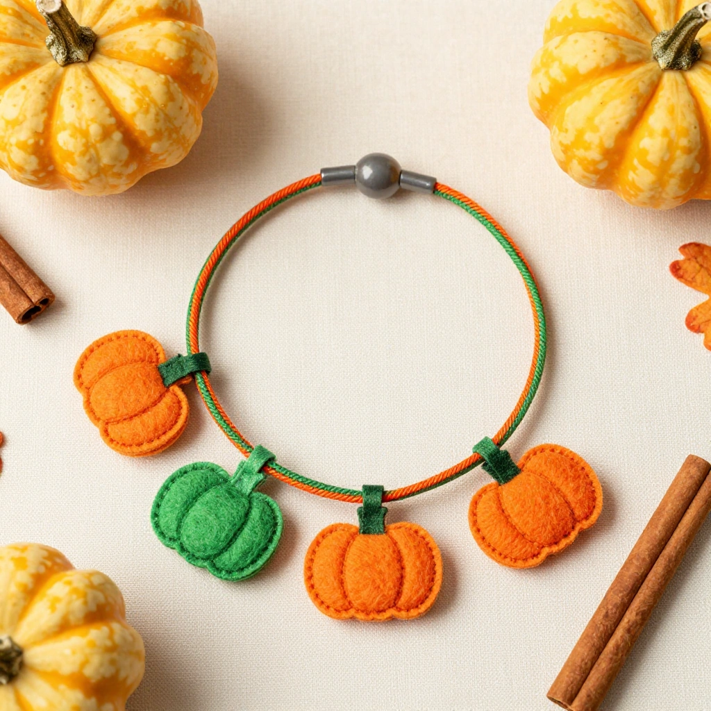 Felt Pumpkin Charm Bracelet