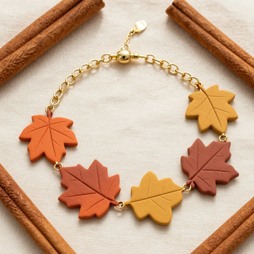 Polymer Clay Leaf Bracelet