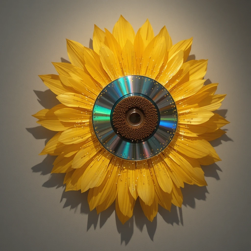 Recycled CD Sunflower Wall Art