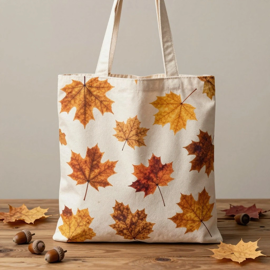 Reversible Tote Bag with Fall Print