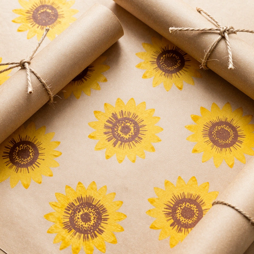 Sunflower Wrapping Paper Stamp Art